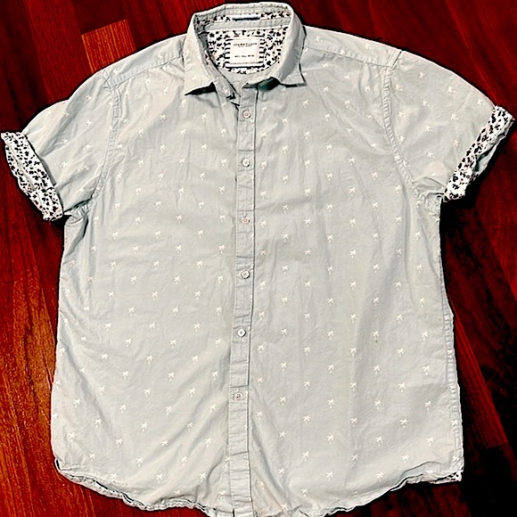 Denim & Flower NWT light blue short sleeved button front shirt - L - Picture 1 of 10